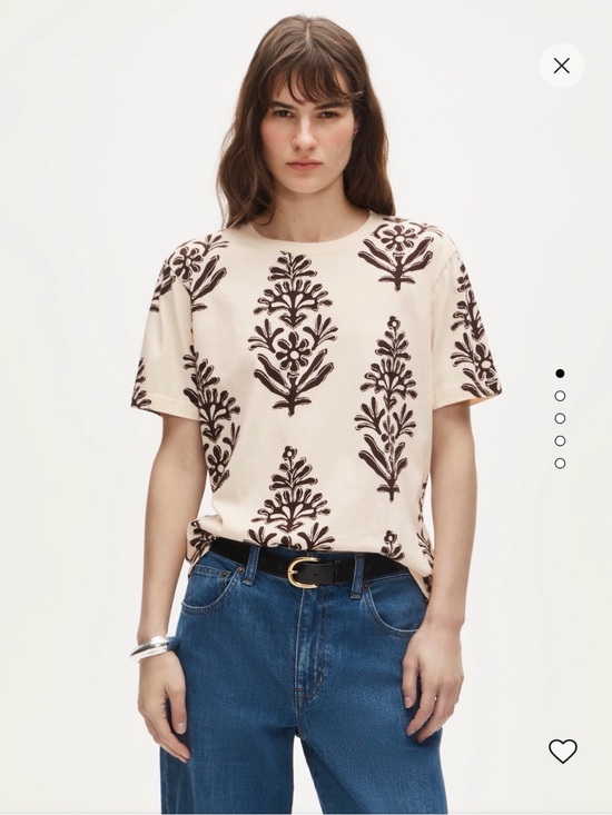 J. Crew Tops - J. Crew Cream Short-Sleeve Tee with Brown Floral Motif